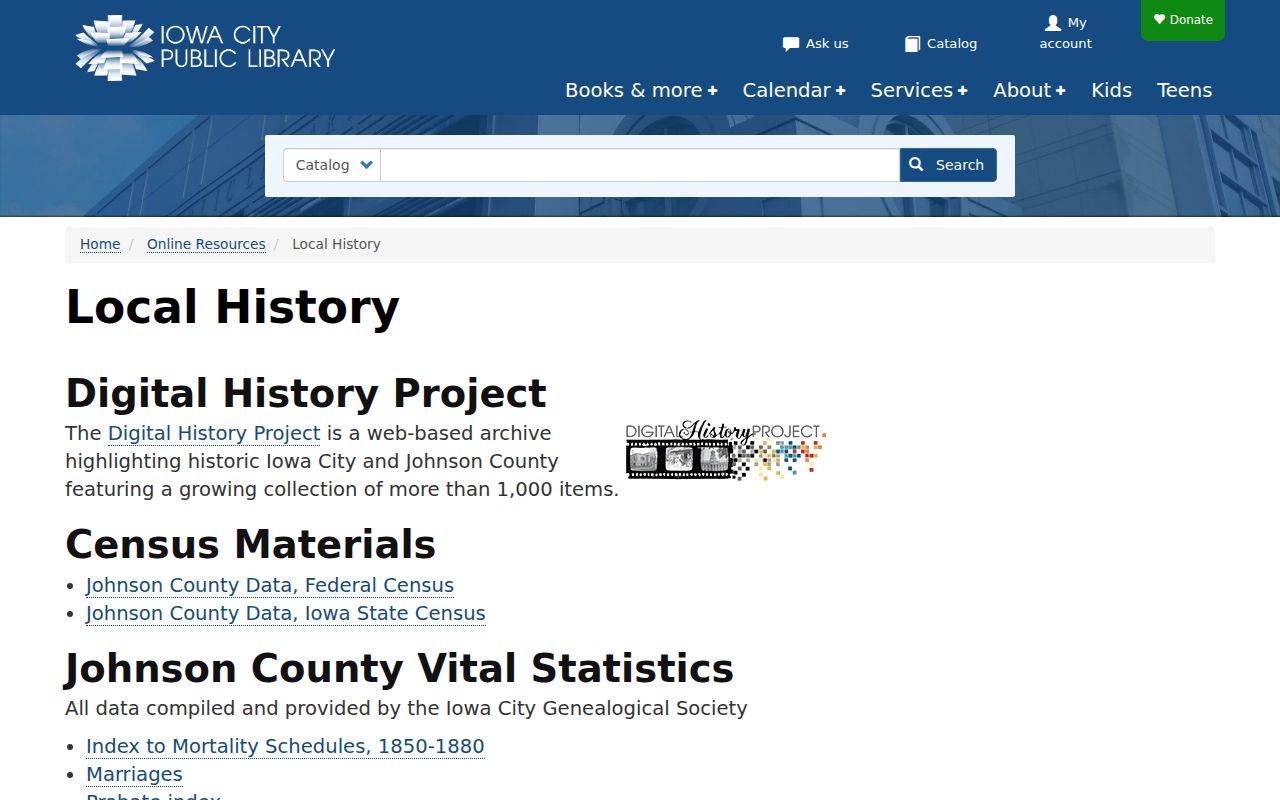 North Liberty city directory research through Iowa City Public Library local history