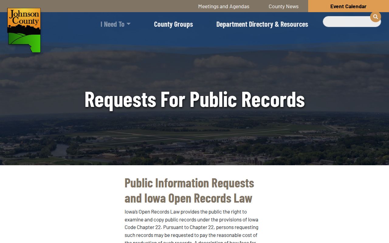 North Liberty residents directory Johnson County Chapter 22 request