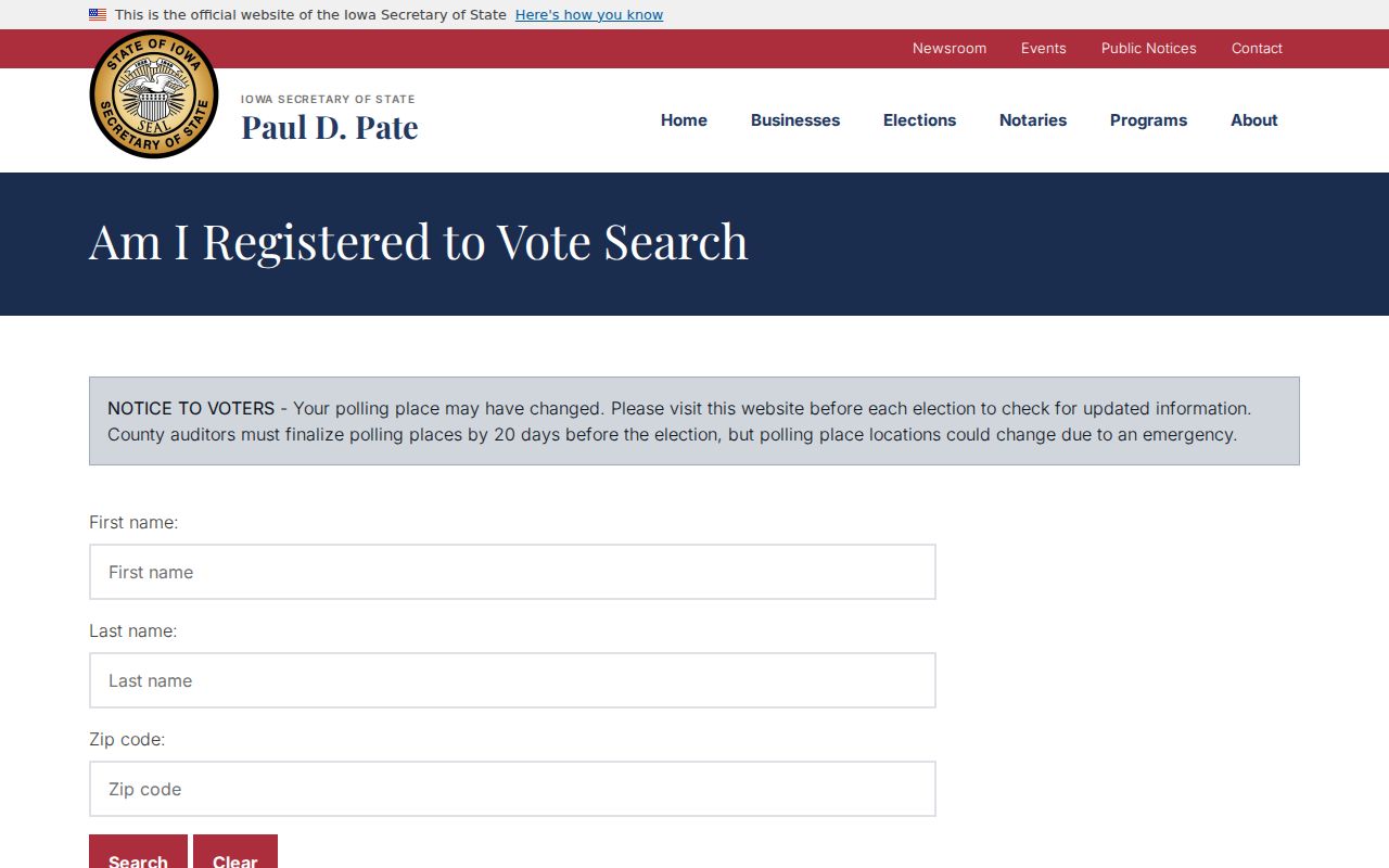 North Liberty residents directory Iowa voter lookup fields