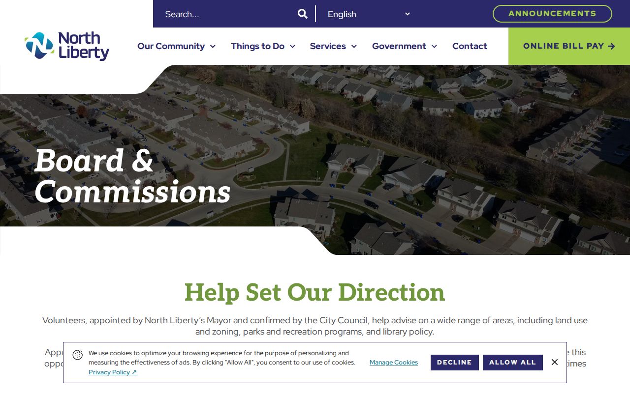North Liberty boards and commissions public roster page