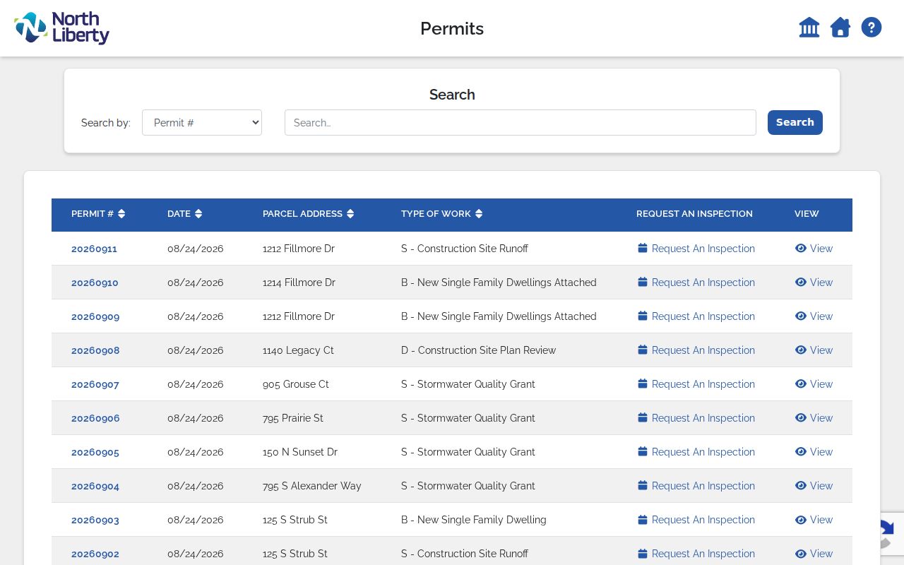 North Liberty street directory permit search